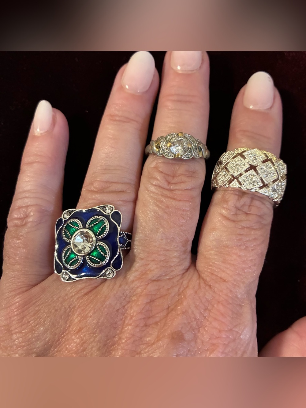 Bundle of 3 Size 8-8.5 Rings Costume Modern VIntage